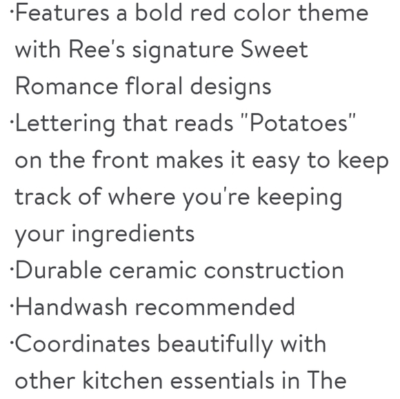 ❤️ New Pioneer Woman Sweet Romance Red Gingham Potatoe Keeper - Picture 7 of 8